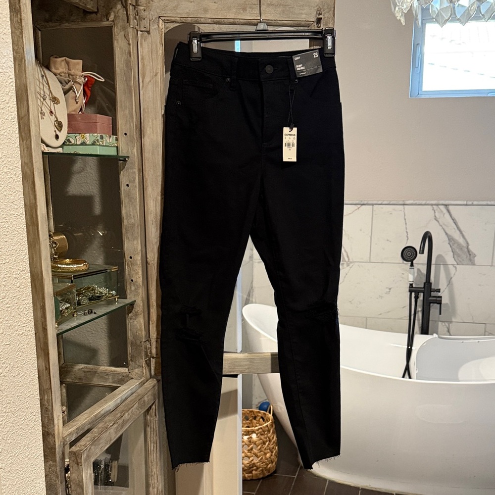 Express Black High Rise Skinny Jeans